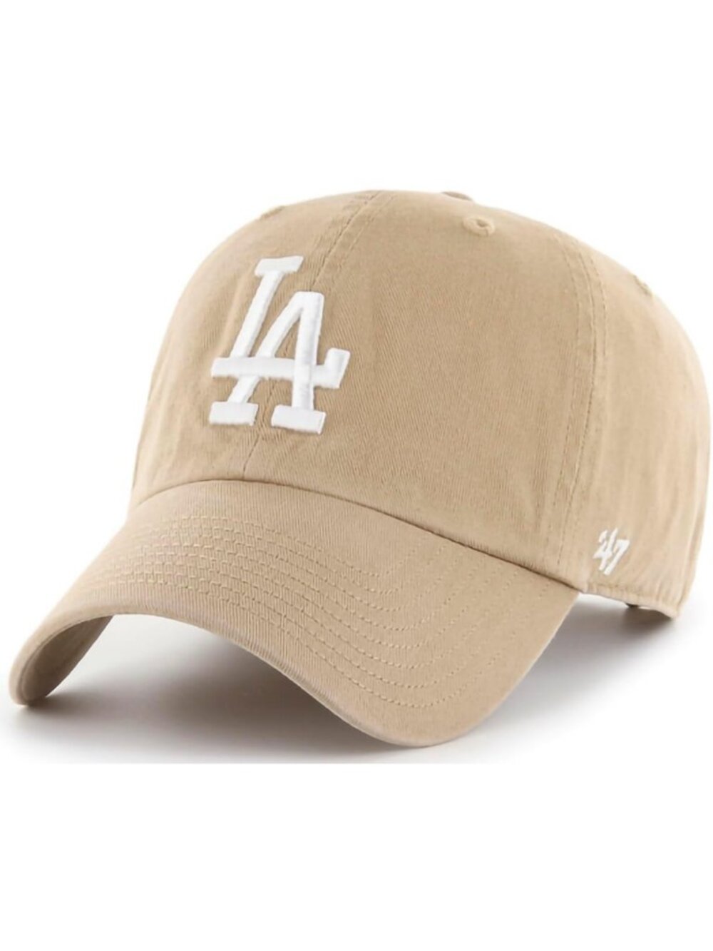Adjustable Khaki White Baseball Dad Hat - Clean Up Style, One Size Fits All